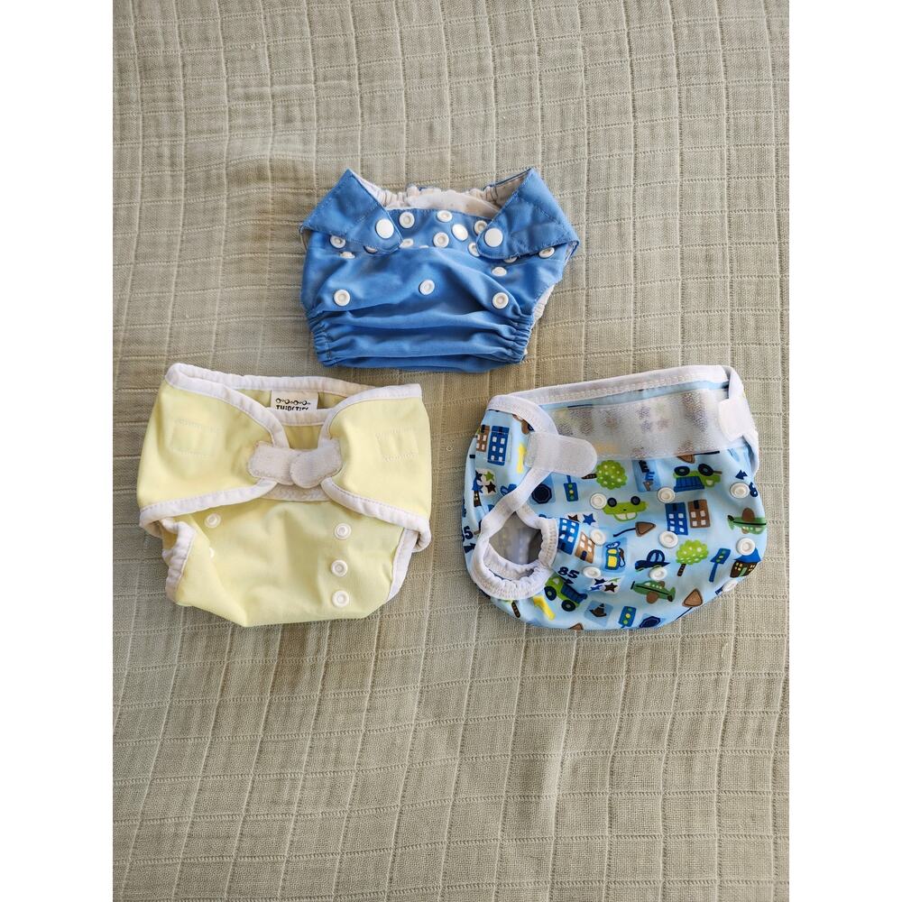 3 Cloth Diaper Covers Sz 0-9 Months 6-18lbs
